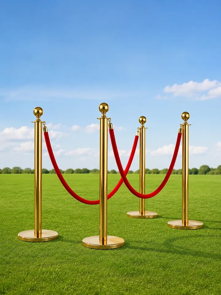 Gold stanchion with red rope for VIP entrances and queues